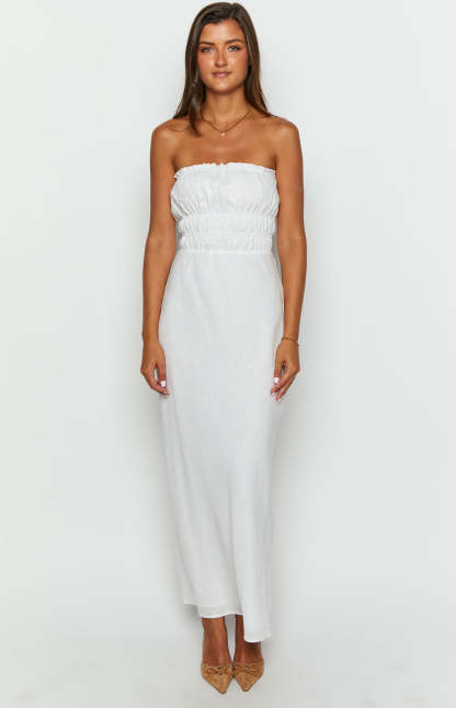 Charlotte White Strapless Maxi Dress-Vavasi.All Rights Reserved.