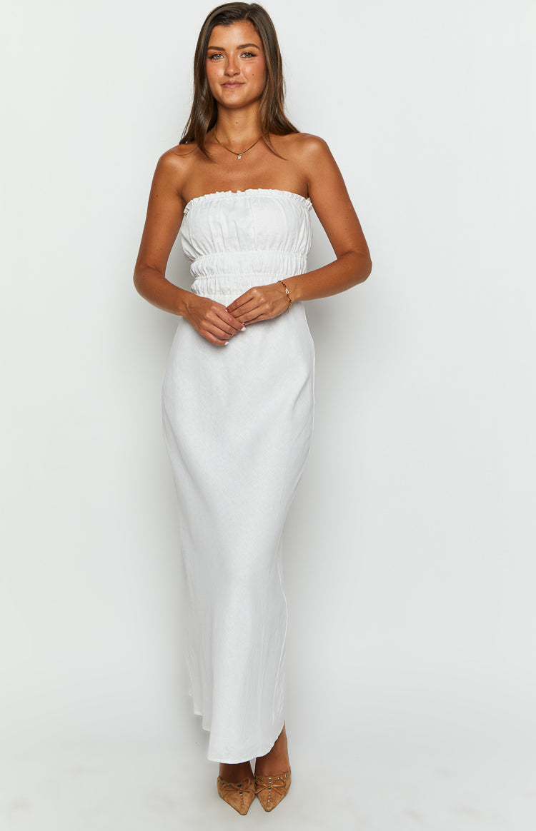 Charlotte White Strapless Maxi Dress-Vavasi.All Rights Reserved.