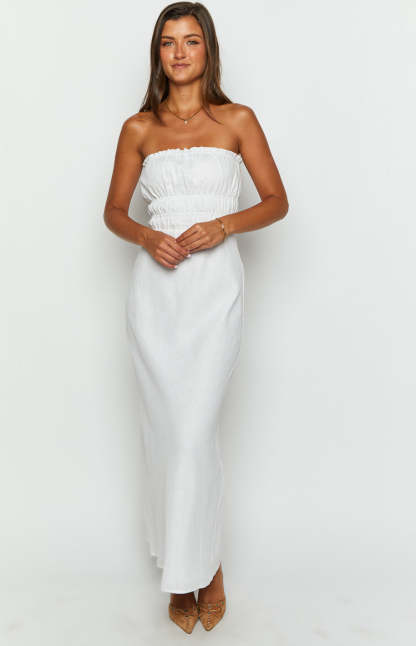 Charlotte White Strapless Maxi Dress-Vavasi.All Rights Reserved.