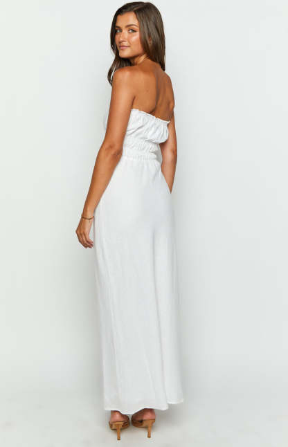 Charlotte White Strapless Maxi Dress-Vavasi.All Rights Reserved.