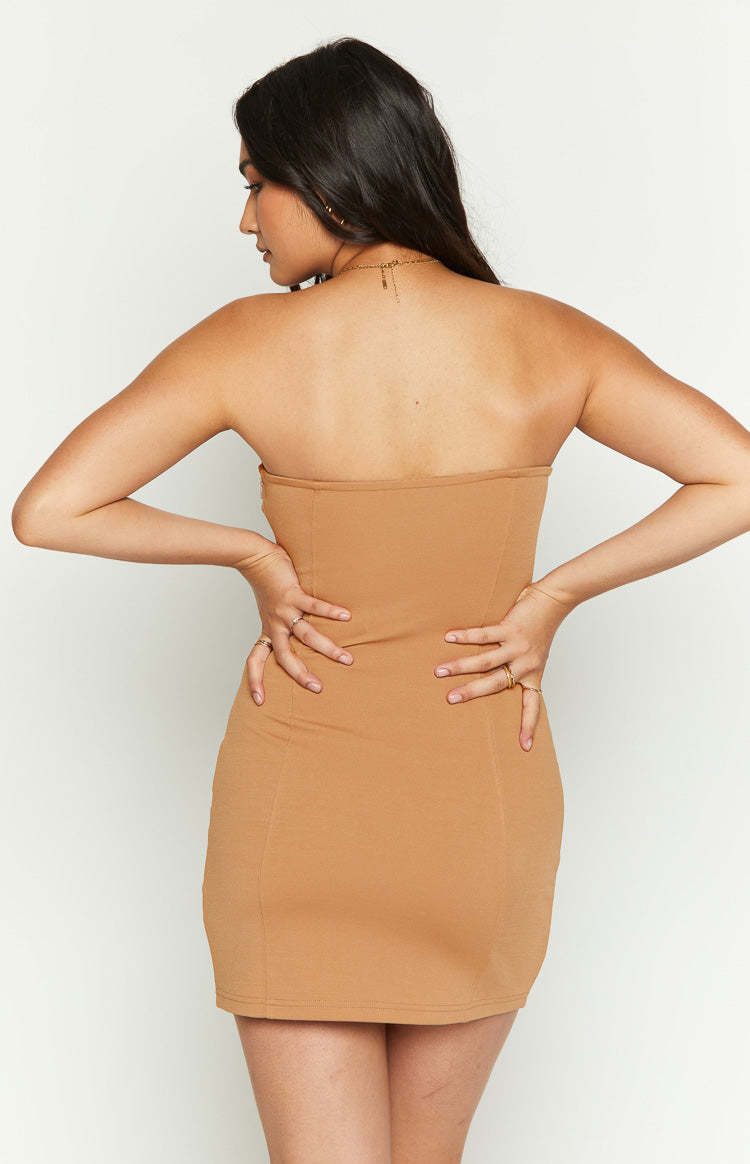 Charm Brown Mini Dress-Vavasi.All Rights Reserved.