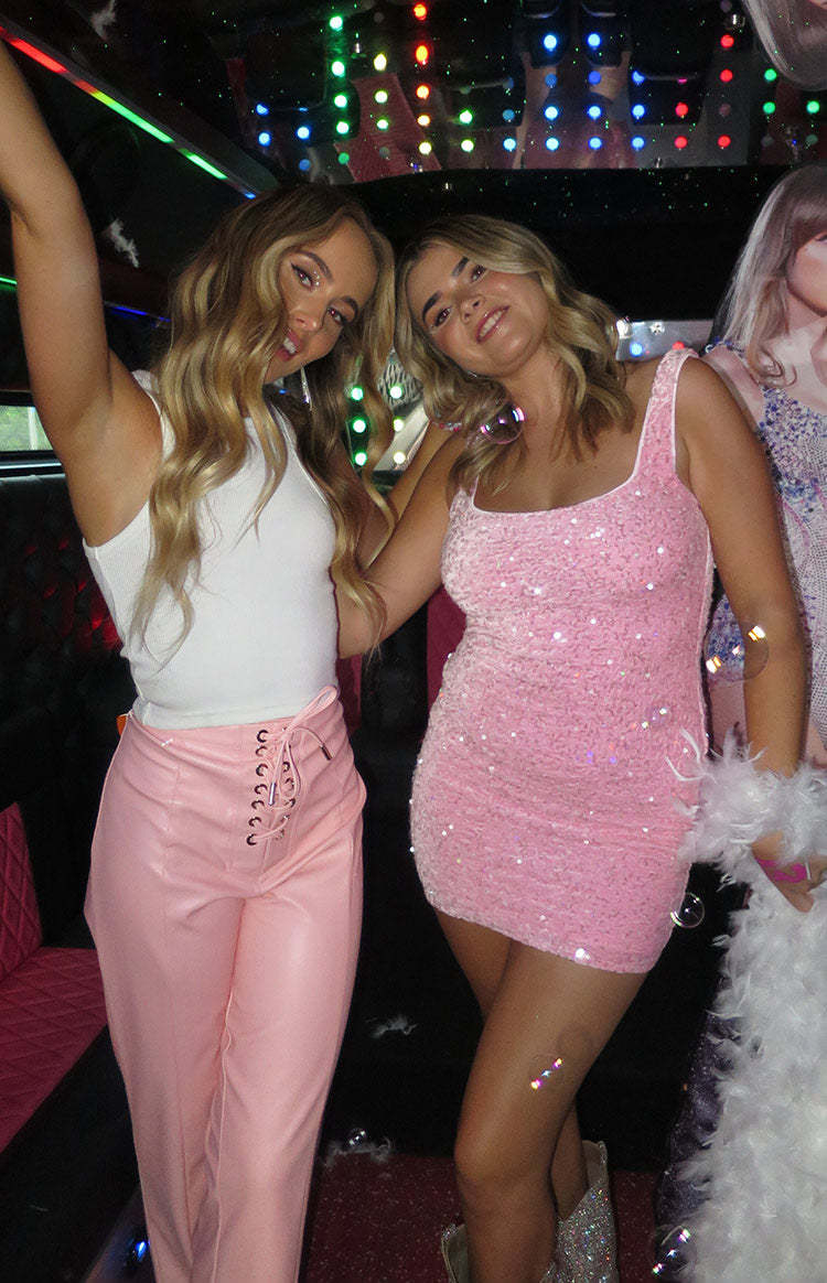Charming Pink Sequin Mini Dress-Vavasi.All Rights Reserved.