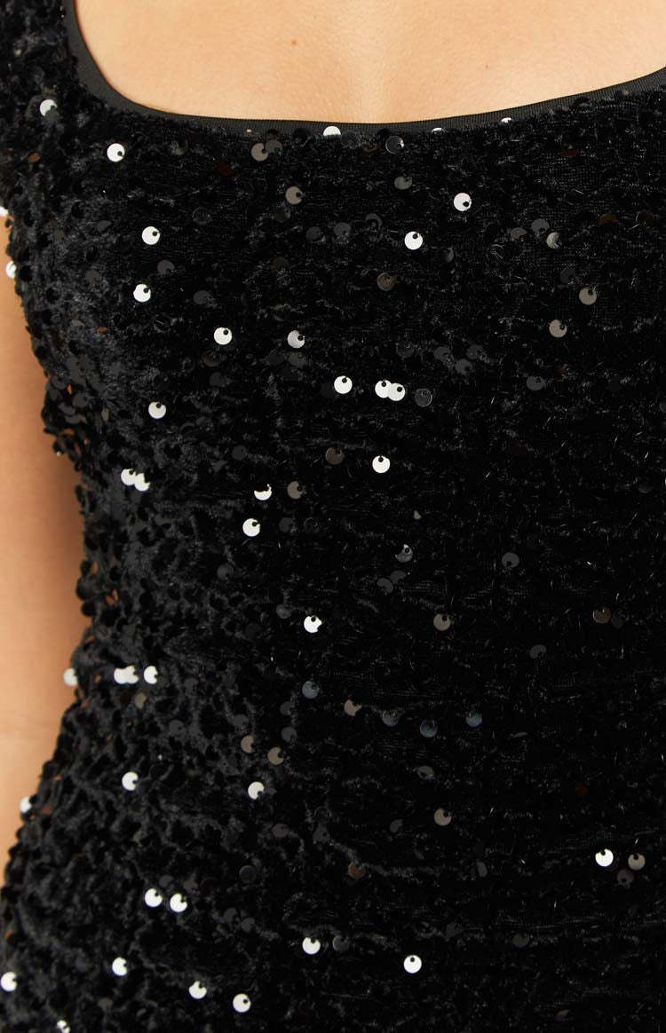Charming Black Sequin Mini Dress-Vavasi.All Rights Reserved.