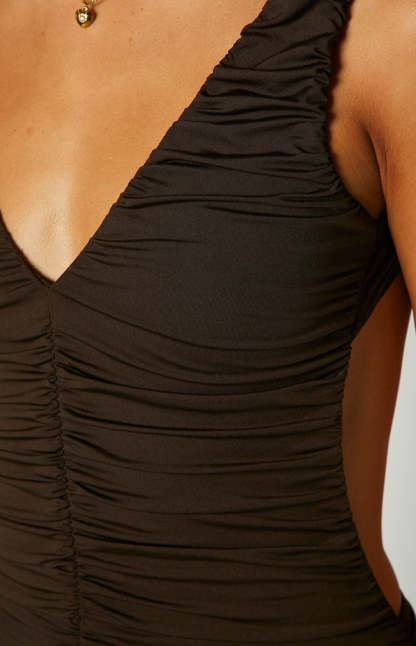 Check Me Out Brown Mini Party Dress-Vavasi.All Rights Reserved.