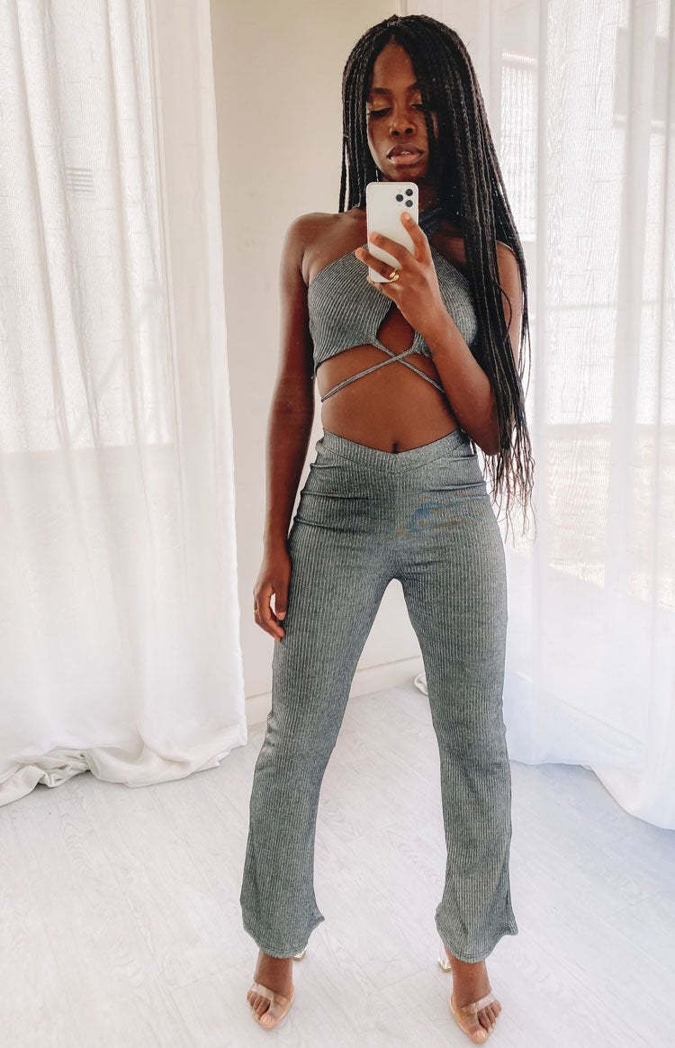 Cher Rib Pants Black-Vavasi.All Rights Reserved.