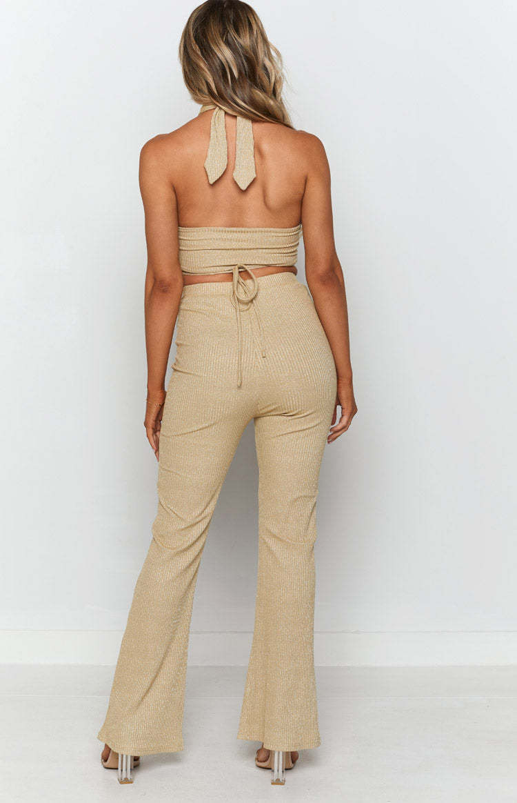 Cher Rib Pants Gold-Vavasi.All Rights Reserved.