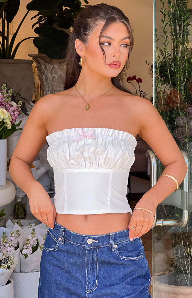 Cherise White Strapless Crop Top-Vavasi.All Rights Reserved.