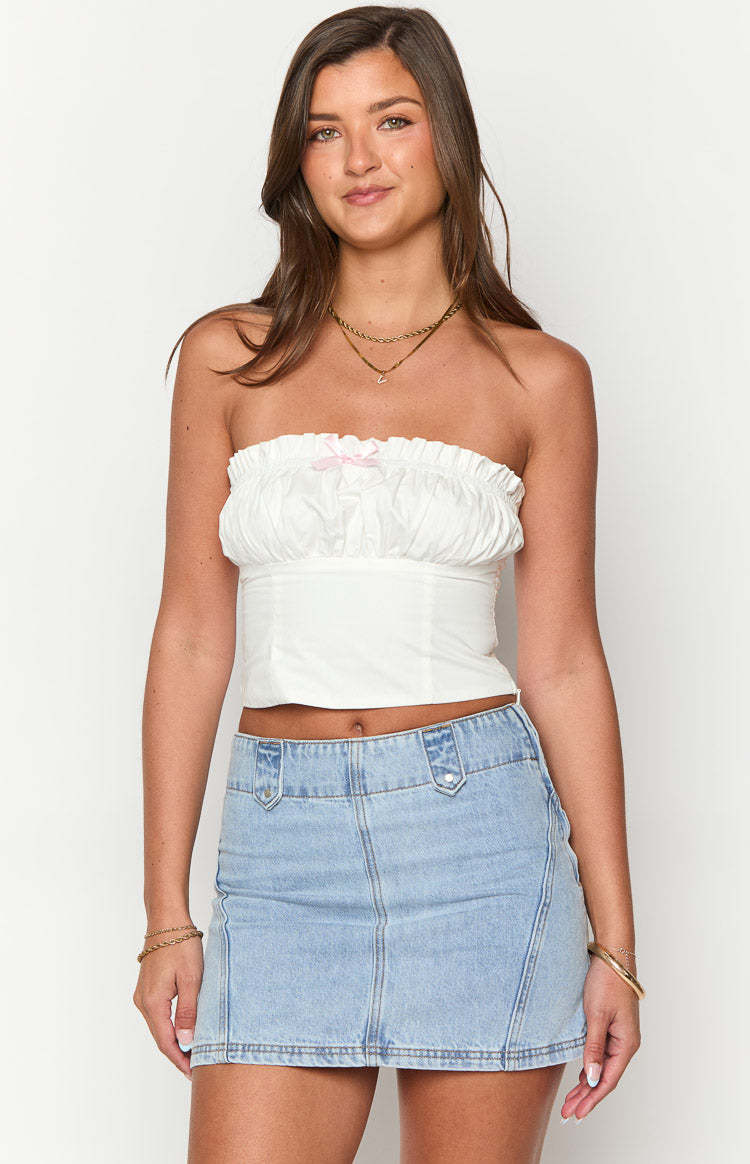 Cherise White Strapless Crop Top-Vavasi.All Rights Reserved.
