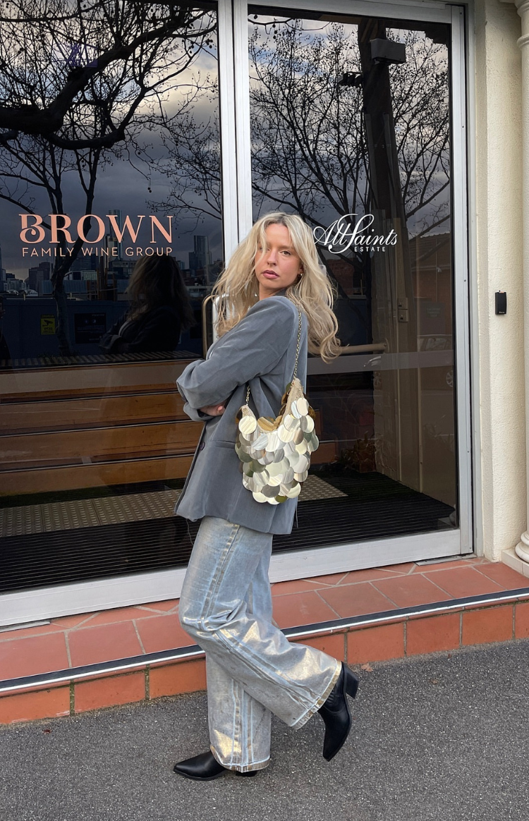Chrome Cascade Gold Metallic Jeans-Vavasi.All Rights Reserved.