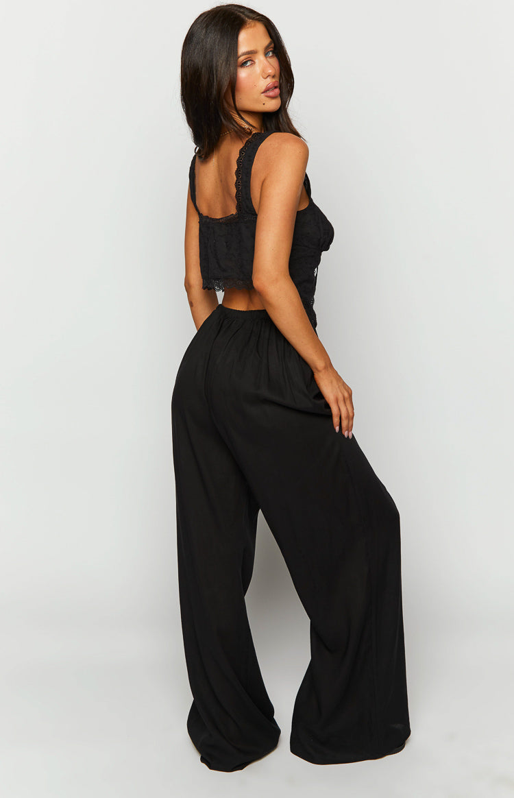Cici Black Drawstring Pants-Vavasi.All Rights Reserved.