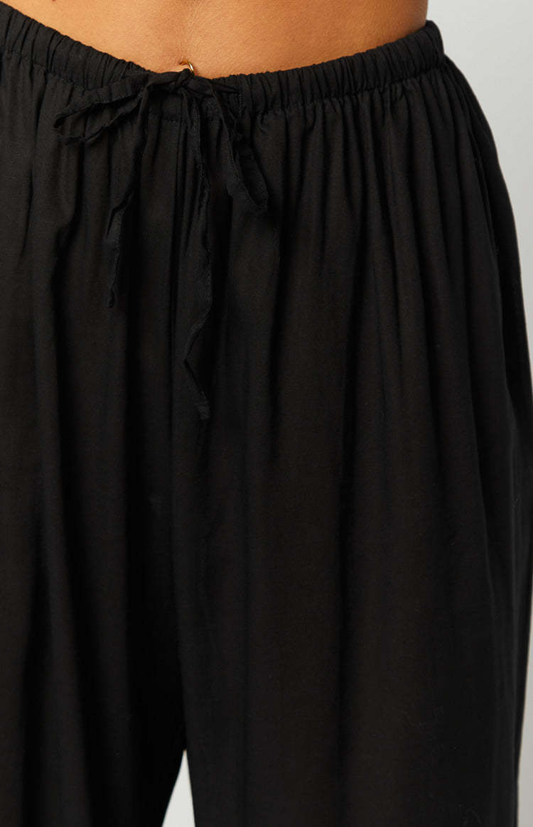 Cici Black Drawstring Pants-Vavasi.All Rights Reserved.