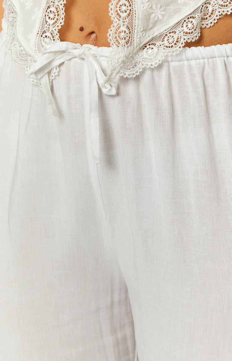 Cici White Drawstring Pants-Vavasi.All Rights Reserved.