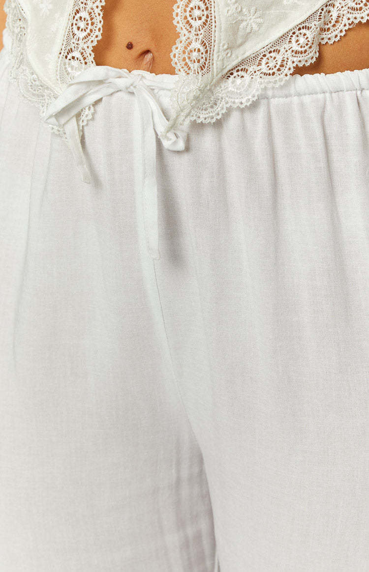 Cici White Drawstring Pants-Vavasi.All Rights Reserved.
