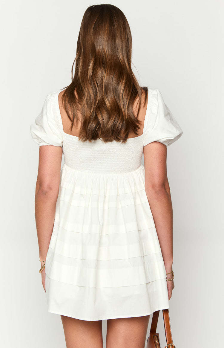Cipher White Babydoll Mini Dress-Vavasi.All Rights Reserved.