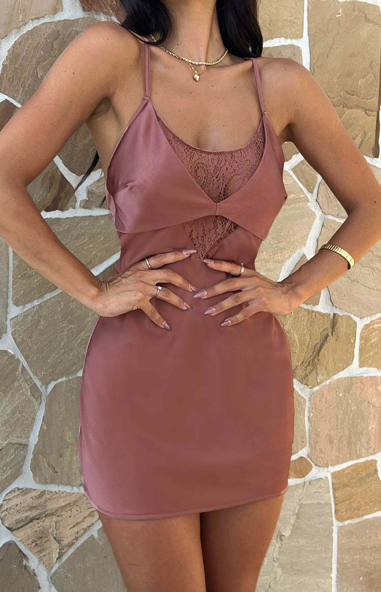 Clarissa Brown Slip Mini Dress-Vavasi.All Rights Reserved.