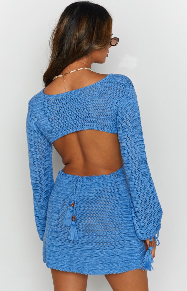 Cleo Crochet Dress Blue-Vavasi.All Rights Reserved.