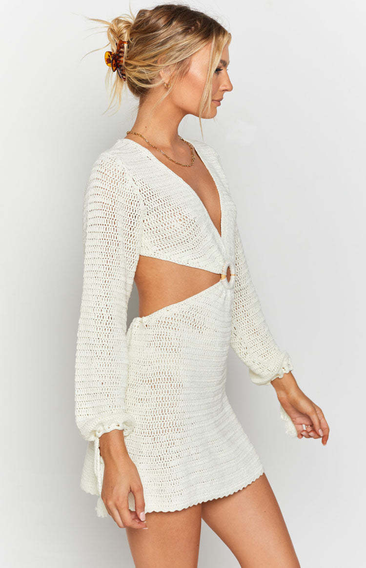 Cleo Crochet Dress White-Vavasi.All Rights Reserved.