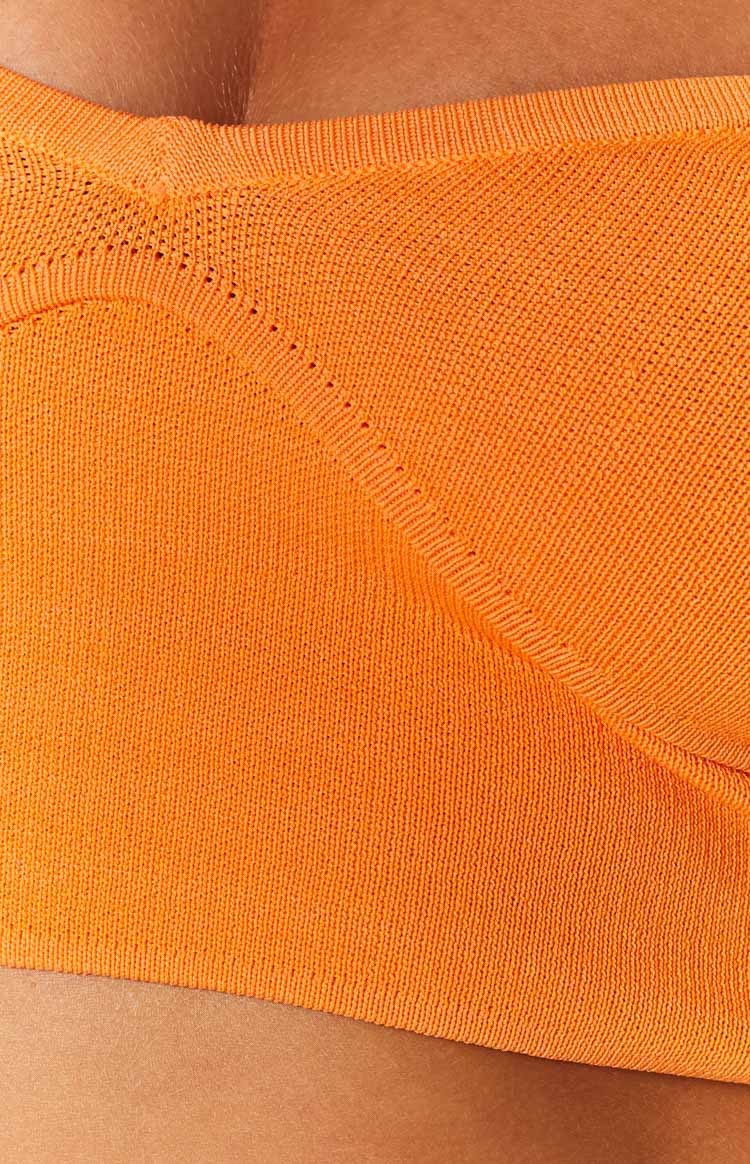 Clover Orange Knit Corset Top-Vavasi.All Rights Reserved.
