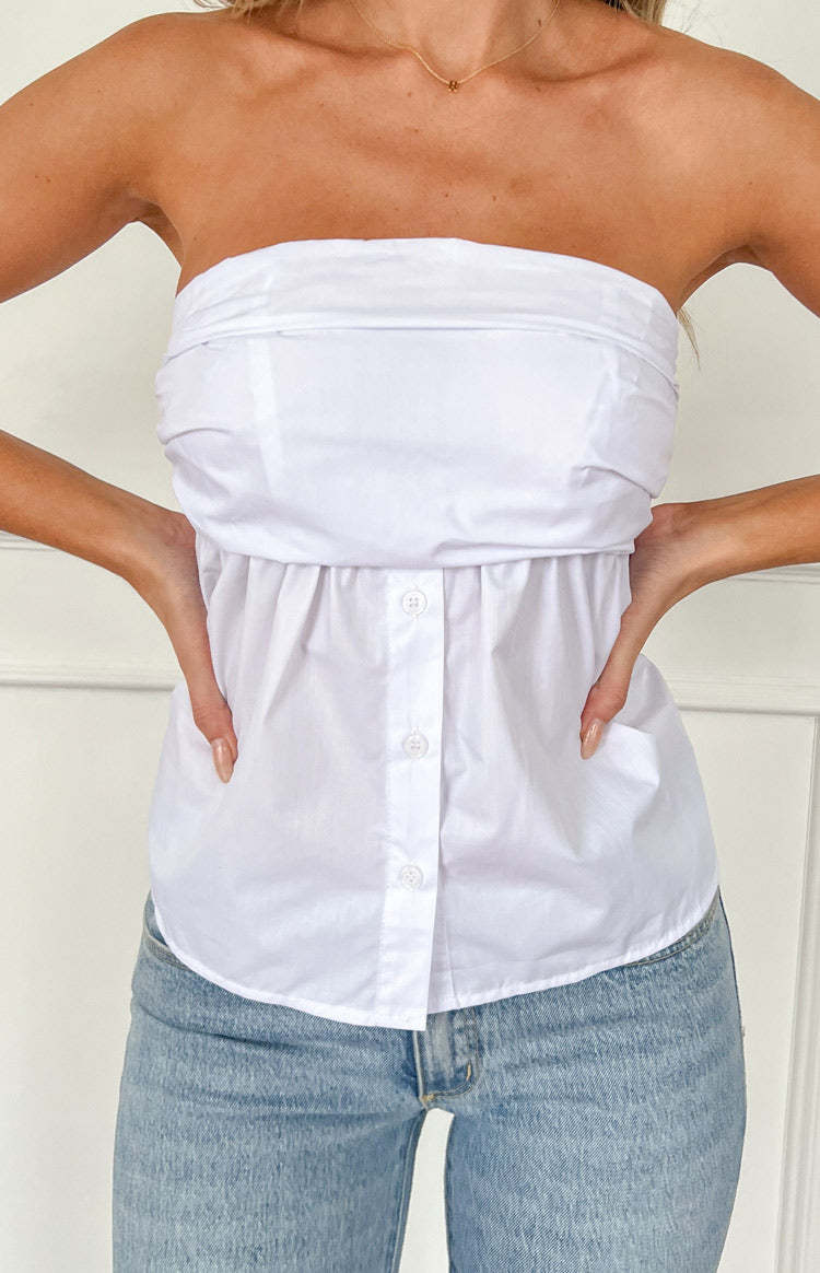 Colbie White Strapless Top-Vavasi.All Rights Reserved.