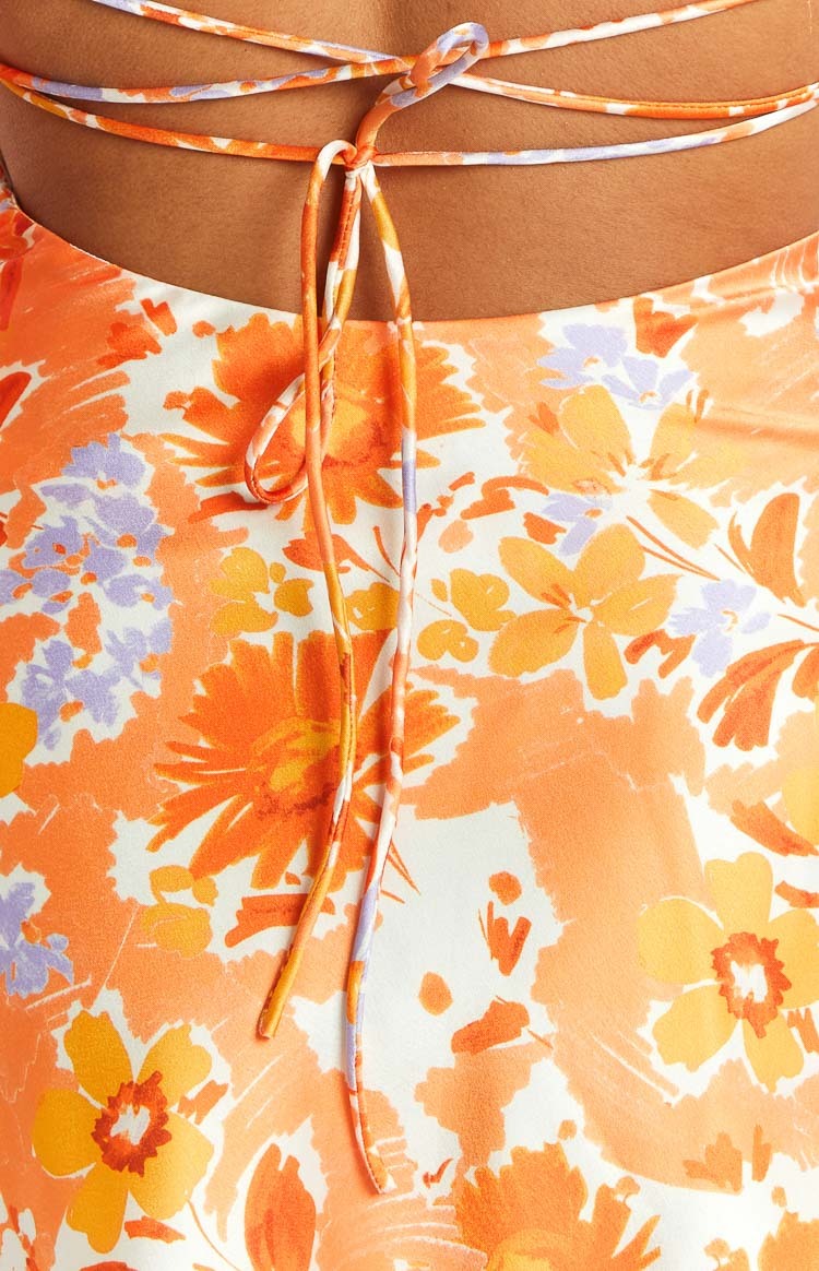 Come And Get It Orange Floral Party Dress-Vavasi.All Rights Reserved.