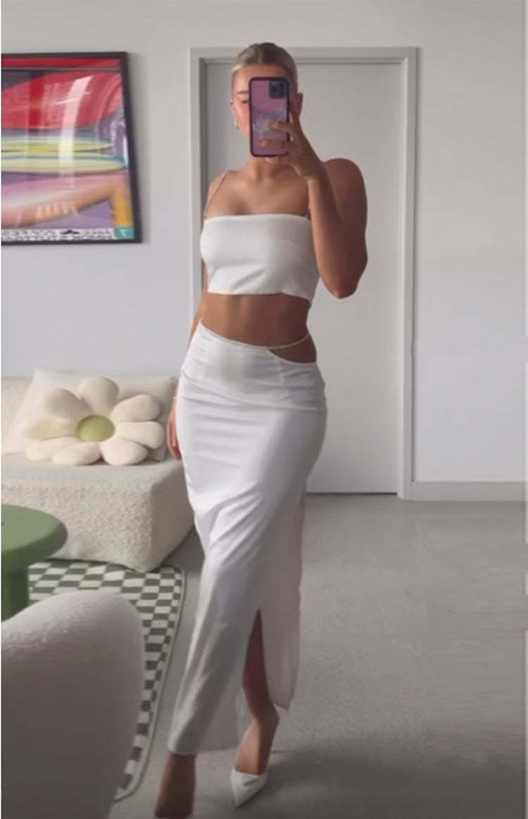 Confetti White Midi Skirt-Vavasi.All Rights Reserved.