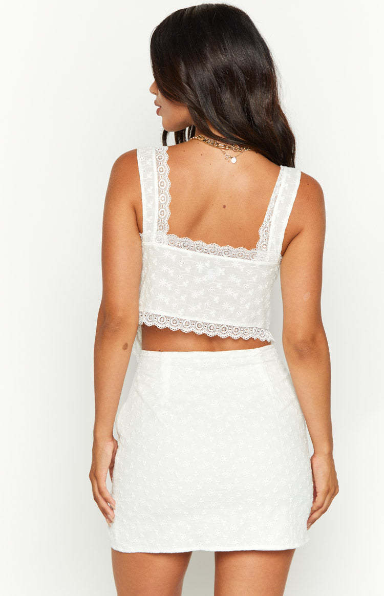 Constance White Broderie Mini Skirt-Vavasi.All Rights Reserved.
