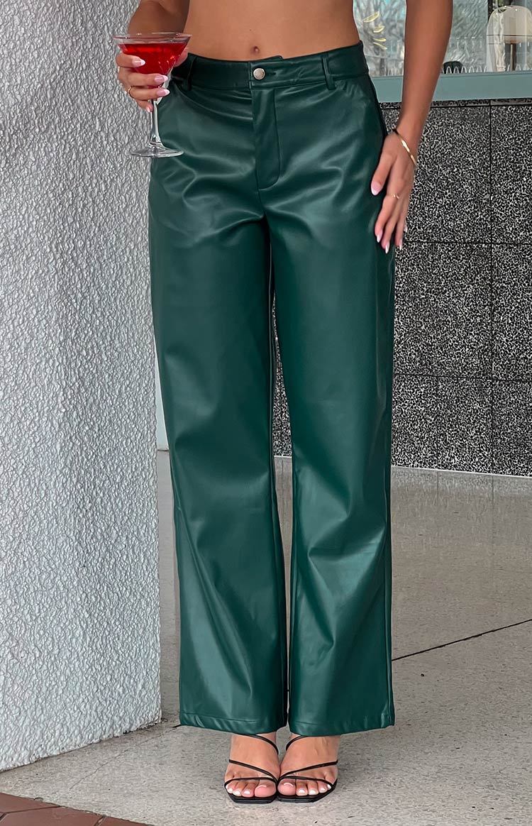 Cool Shade Forest Green PU Pants-Vavasi.All Rights Reserved.
