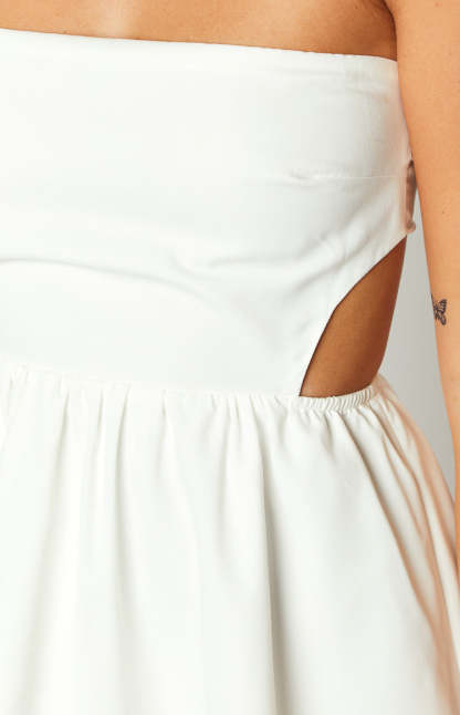 Cora White Tie Back Mini Dress-Vavasi.All Rights Reserved.