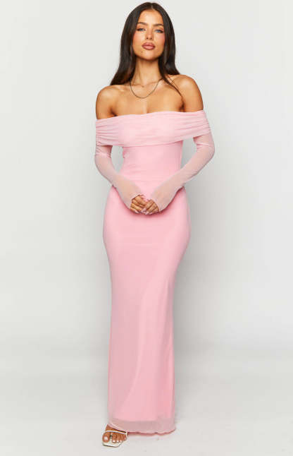 Coraline Pink Long Sleeve Maxi Dress-Vavasi.All Rights Reserved.