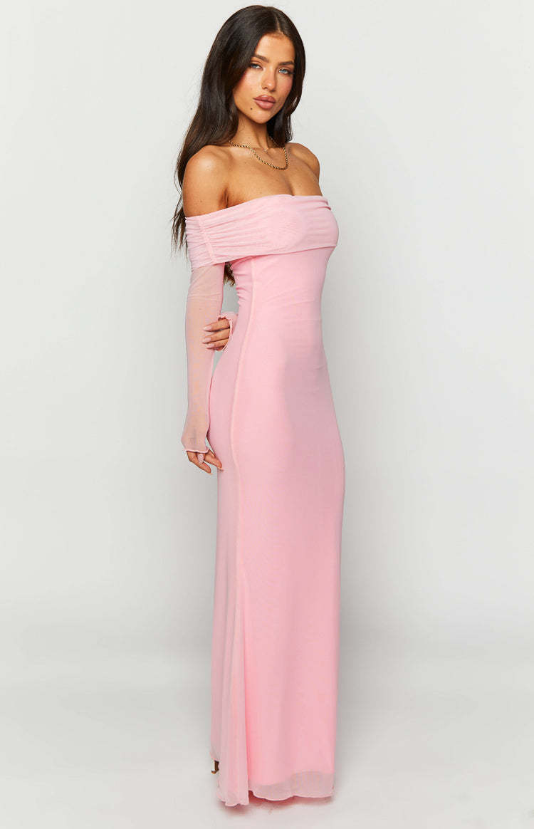 Coraline Pink Long Sleeve Maxi Dress-Vavasi.All Rights Reserved.