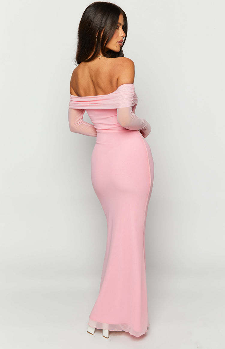 Coraline Pink Long Sleeve Maxi Dress-Vavasi.All Rights Reserved.