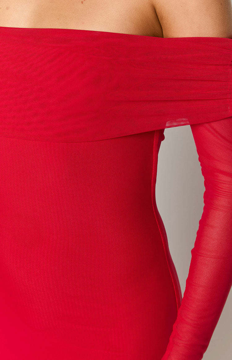 Coraline Red Long Sleeve Maxi Dress-Vavasi.All Rights Reserved.