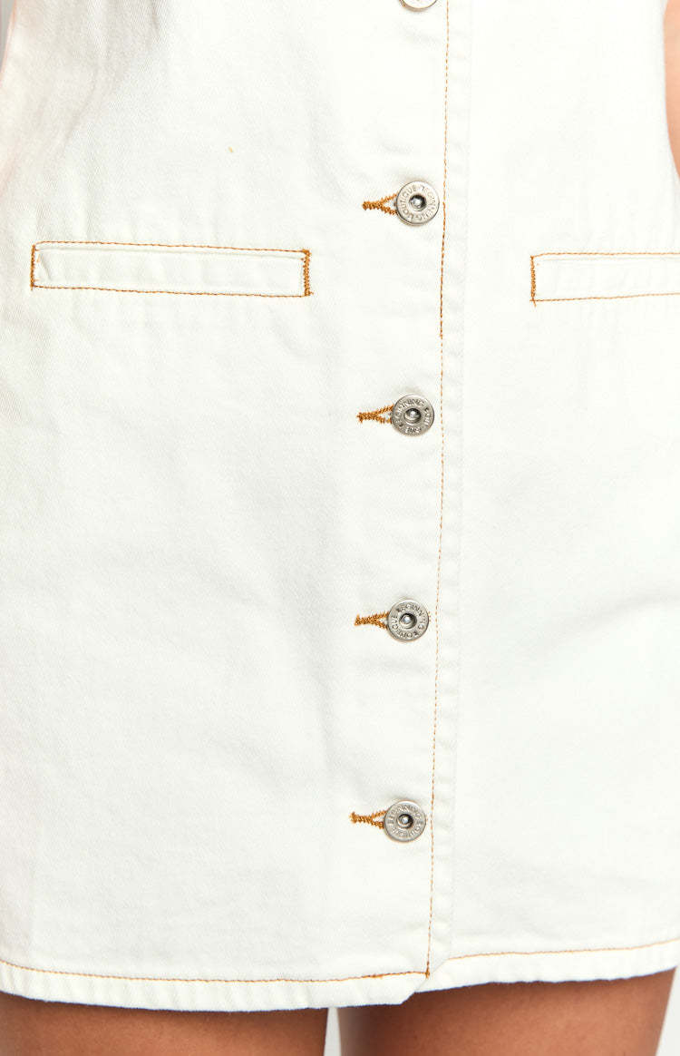 Corbin White Denim Halter Neck Mini Dress-Vavasi.All Rights Reserved.