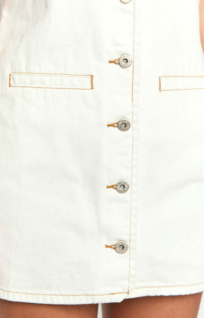 Corbin White Denim Halter Neck Mini Dress-Vavasi.All Rights Reserved.