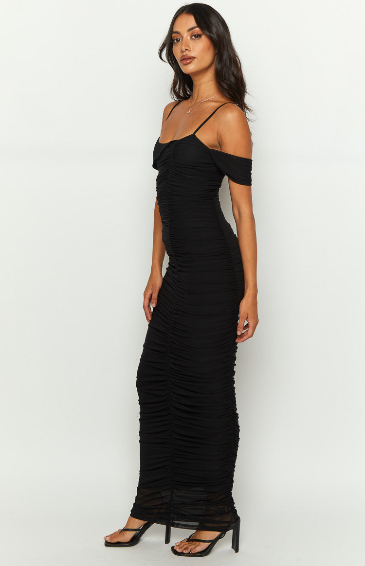 Cordelia Black Mesh Formal Maxi Dress-Vavasi.All Rights Reserved.