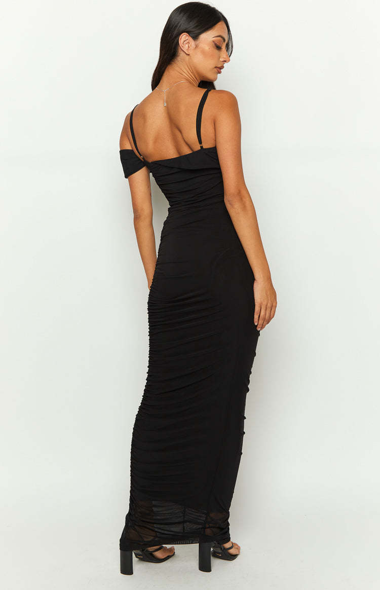 Cordelia Black Mesh Formal Maxi Dress-Vavasi.All Rights Reserved.