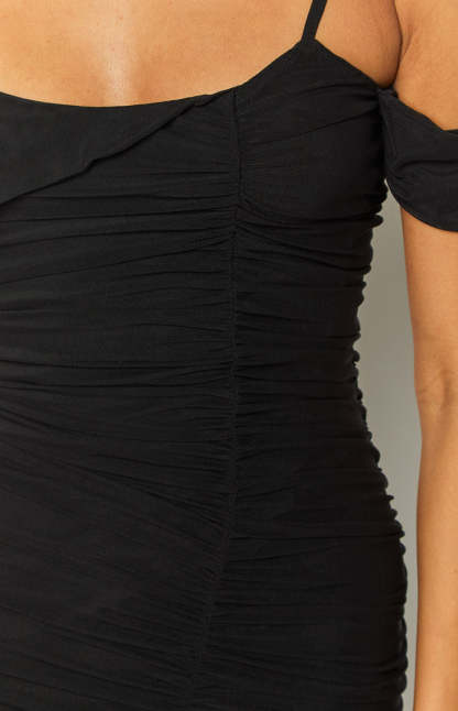 Cordelia Black Mesh Formal Maxi Dress-Vavasi.All Rights Reserved.
