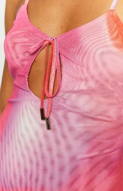 Corey Pink Print Tie Front Maxi Dress-Vavasi.All Rights Reserved.