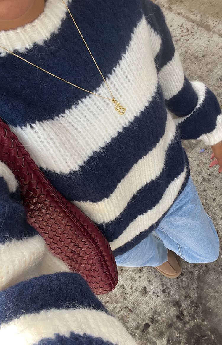 Cotton Candy Navy Stripe Knit Jumper-Vavasi.All Rights Reserved.