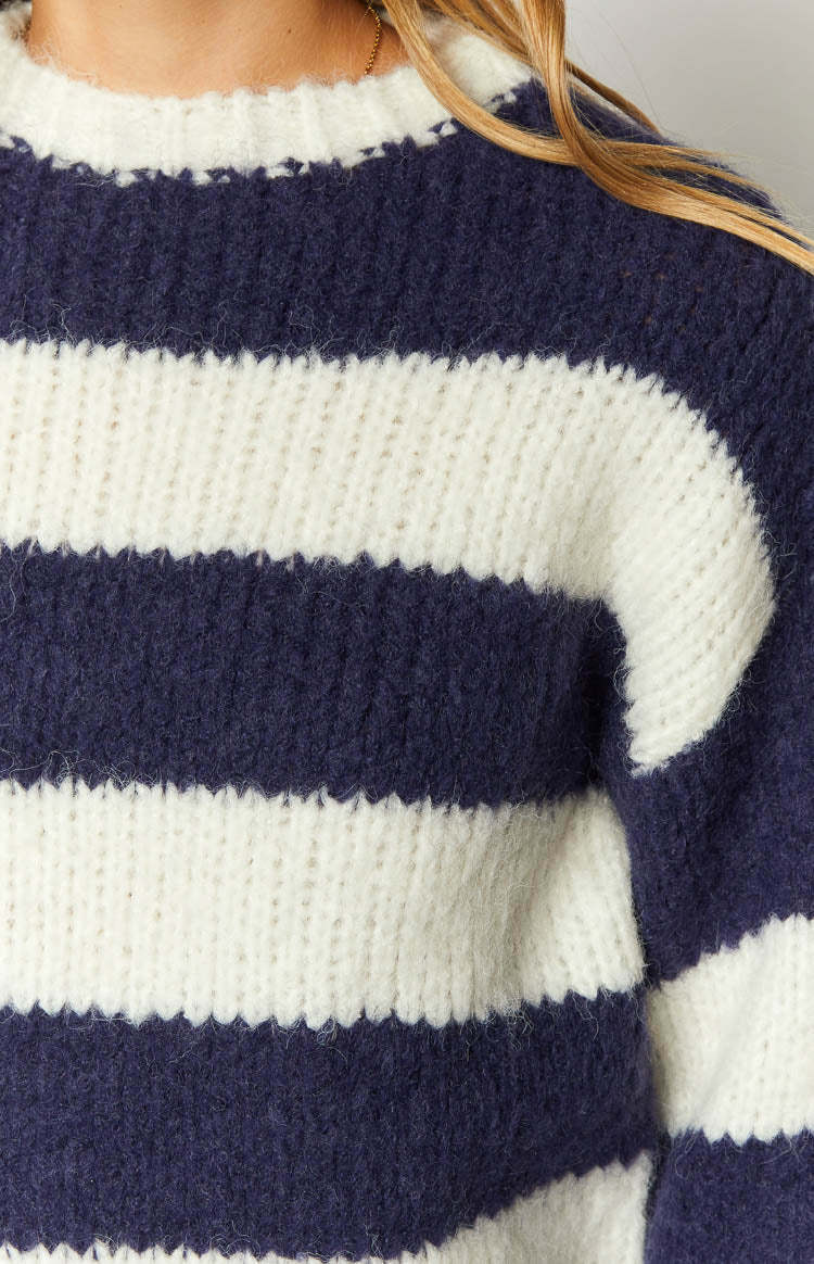 Cotton Candy Navy Stripe Knit Jumper-Vavasi.All Rights Reserved.
