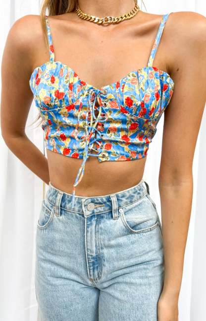 Cressida Corset Blue Print-Vavasi.All Rights Reserved.