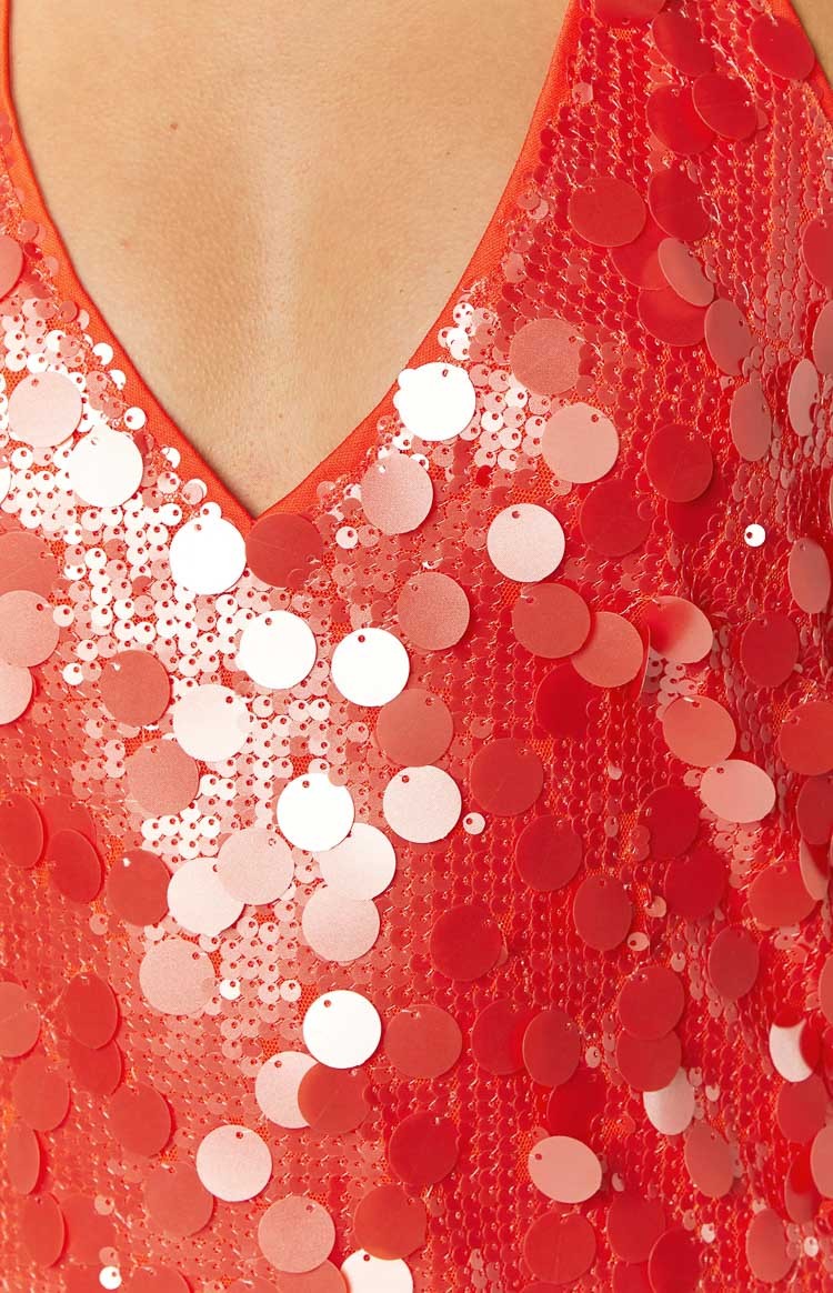 Cyrus Orange Sequin Mini Dress-Vavasi.All Rights Reserved.