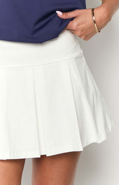 Deluca White Pleated Mini Skirt-Vavasi.All Rights Reserved.