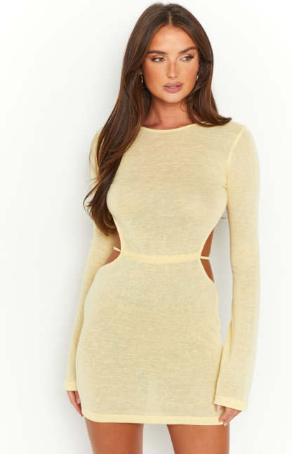 Dacota Yellow Backless Mini Dress-Vavasi.All Rights Reserved.