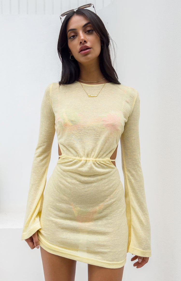 Dacota Yellow Backless Mini Dress-Vavasi.All Rights Reserved.