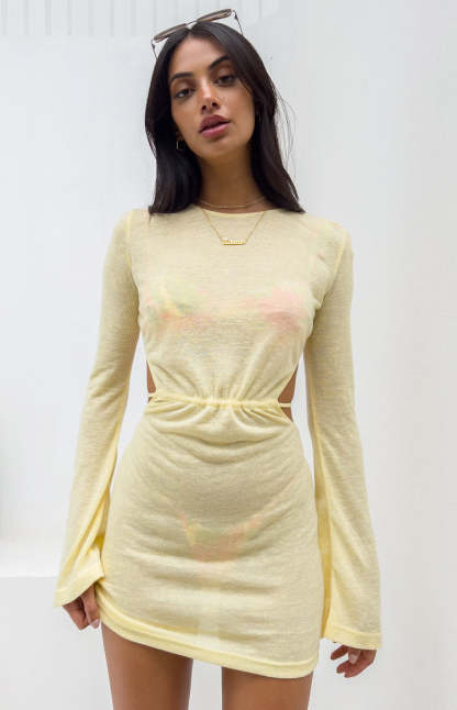 Dacota Yellow Backless Mini Dress-Vavasi.All Rights Reserved.
