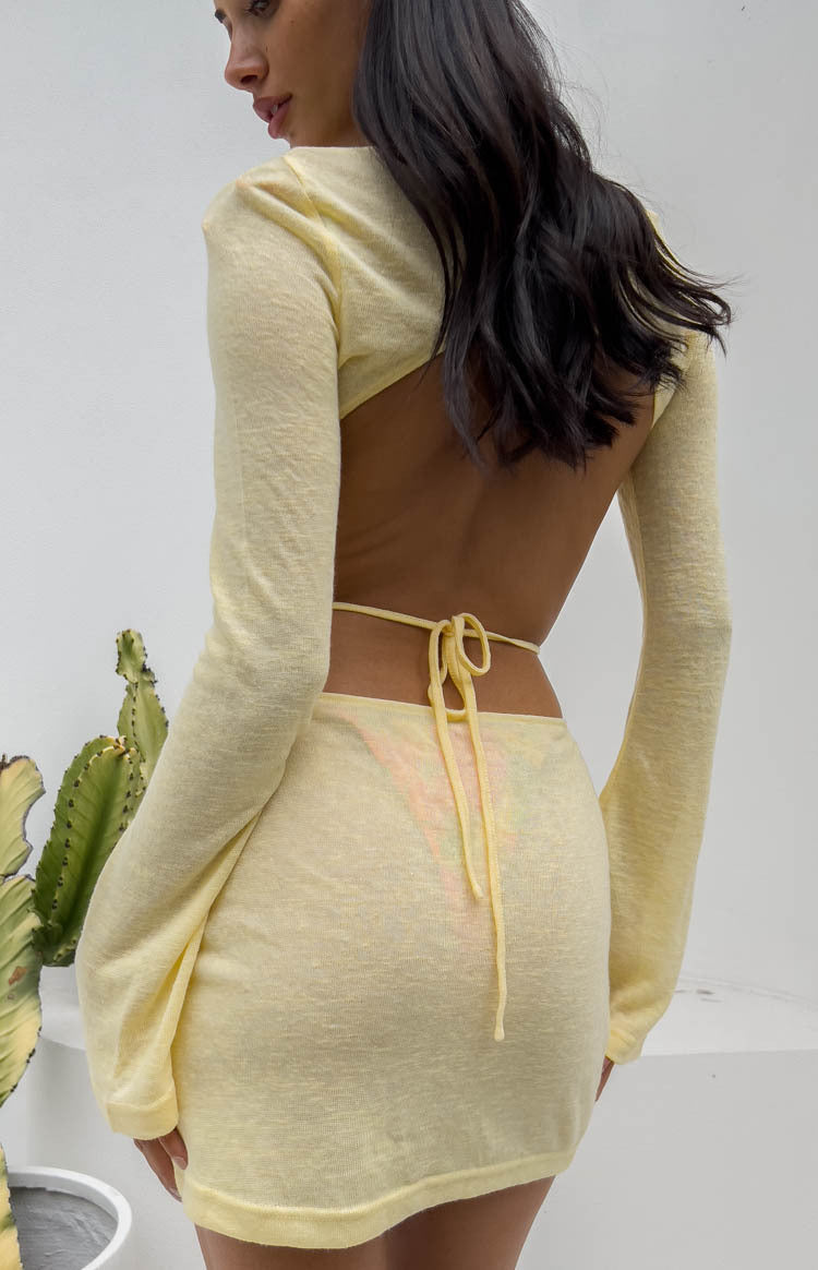 Dacota Yellow Backless Mini Dress-Vavasi.All Rights Reserved.