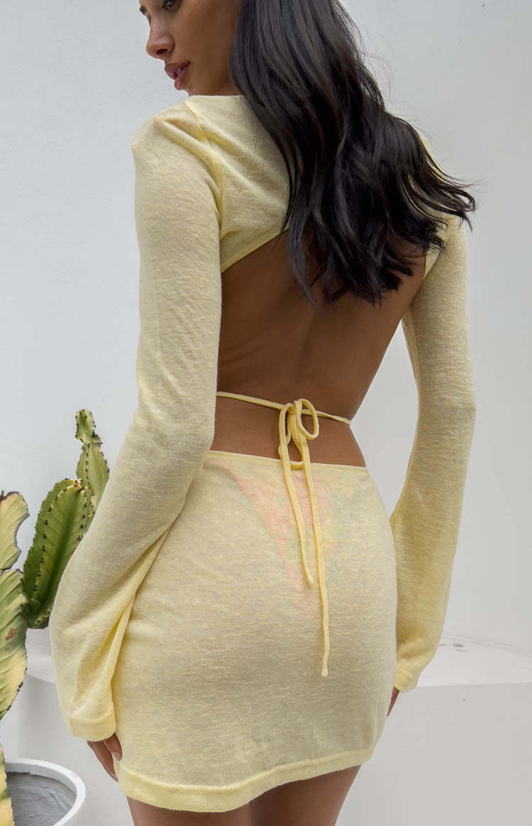 Dacota Yellow Backless Mini Dress-Vavasi.All Rights Reserved.