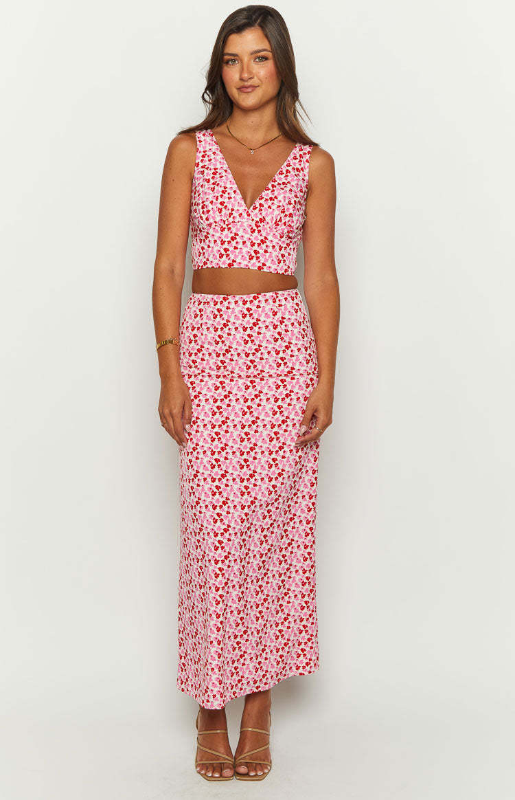 Dahlia Pink And Red Speckled Crop Top-Vavasi.All Rights Reserved.