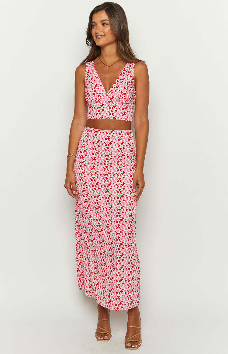 Dahlia Pink And Red Speckled Crop Top-Vavasi.All Rights Reserved.